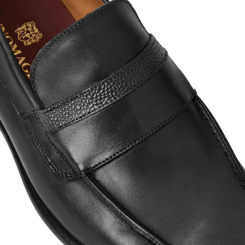 Silvestro Embosssed Bit Loafer Black Leather
