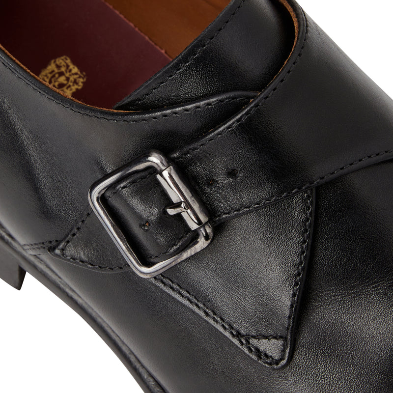 Solero Classic Leather Single Monk Strap-Black