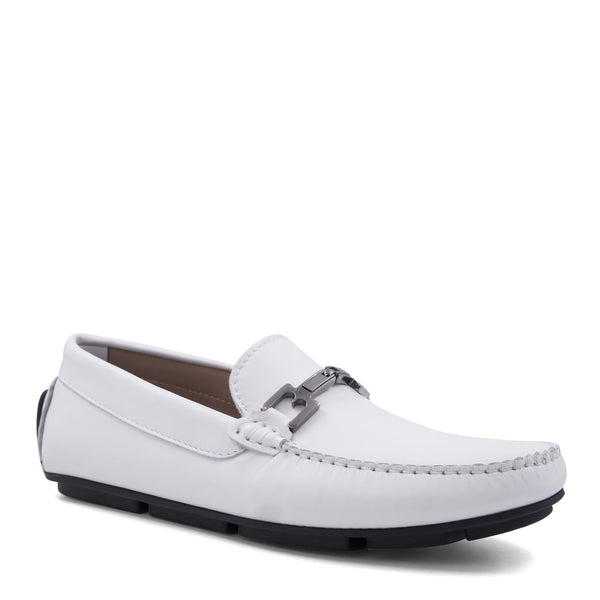 dress shoes off white Bruno Magli Men's Taso Bit Driving Loafer - White
