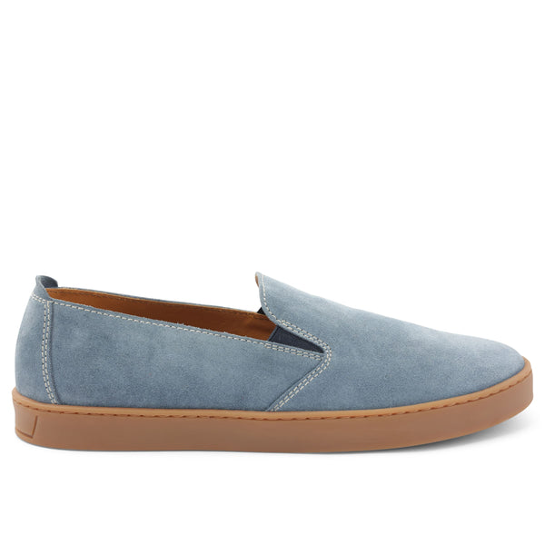 Blue leather shop slip on shoes