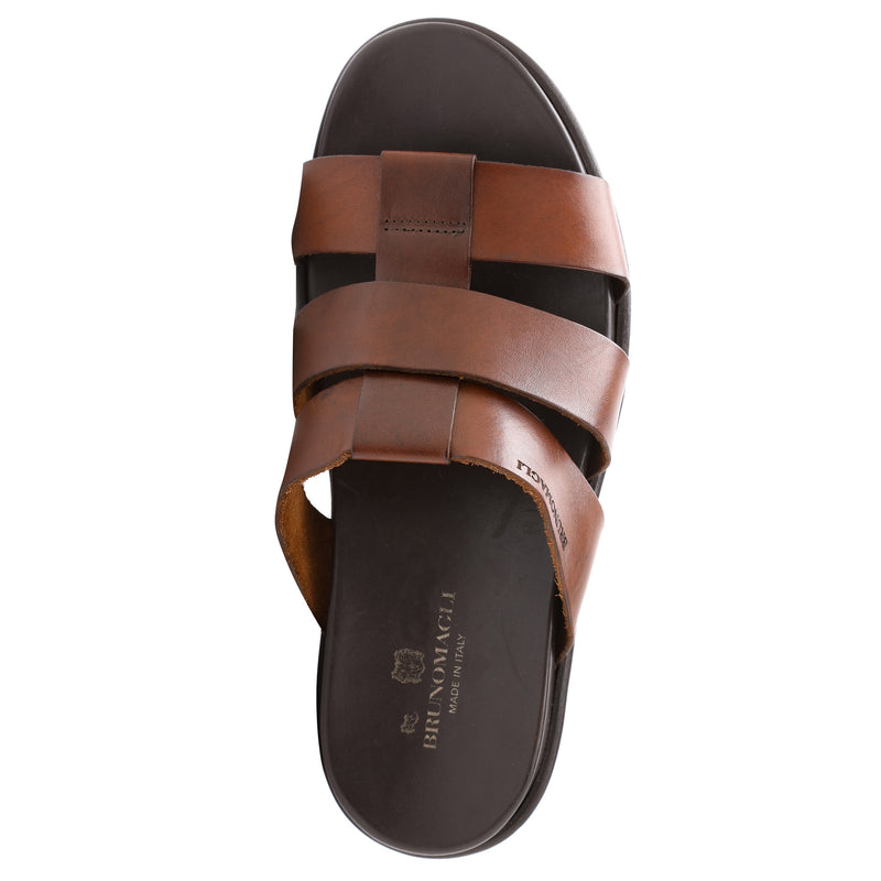 Empoli Leather Slide Sandal - Dark Brown
