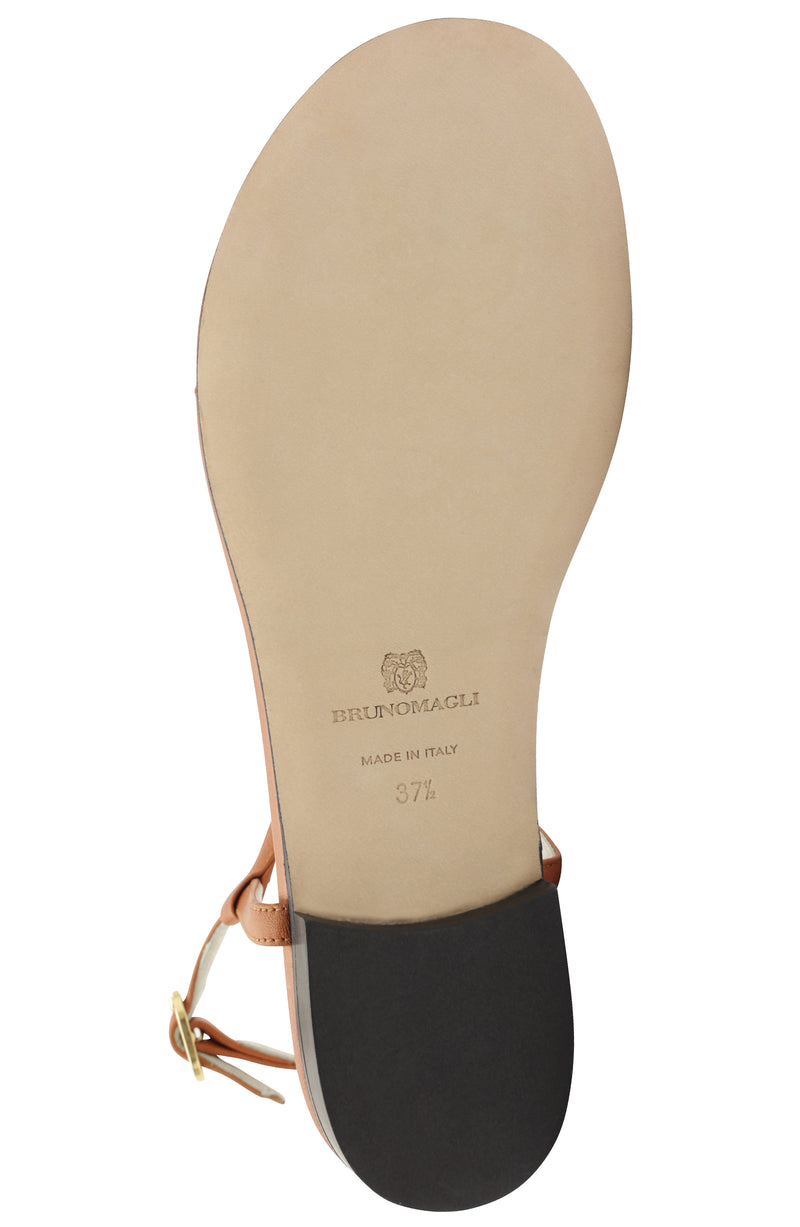Marina Leather Embellished Thong Sandal - Cognac