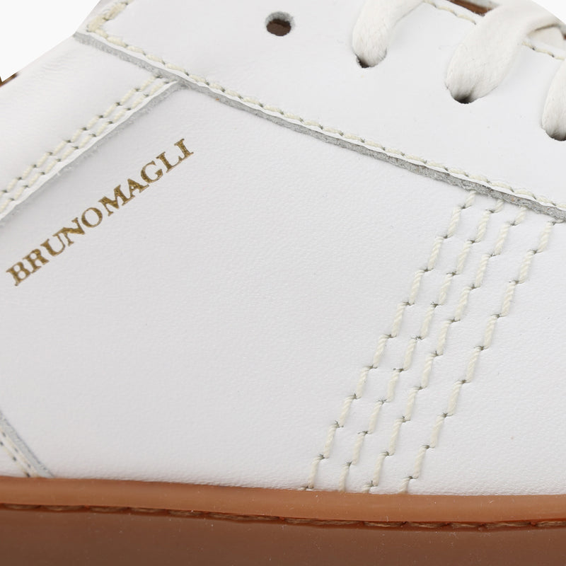 Bruno Magli, Men's Bono Lace Up Sneaker, Made In Italy, leather, premium white sneaker, close up detail