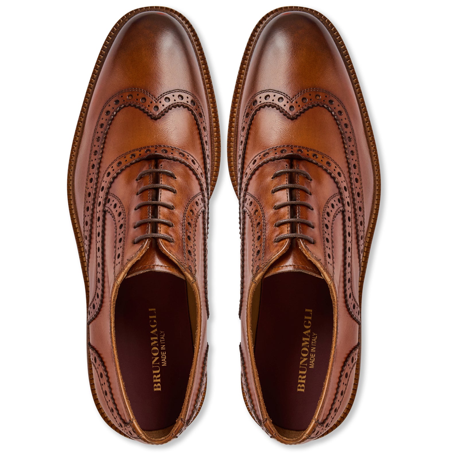 Emporio Made In Italy Cognac Brown Perforated Oxford Men’s 44 (US10-10.5) Shoes Cognac Brown  main image 4