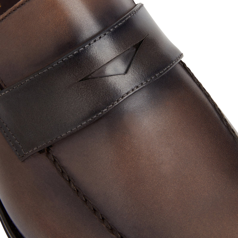 Arezzo Burnished Penny Loafer- Truffle