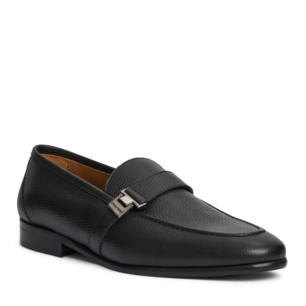 Arlo Slip On Side Bit Loafer Black Leather Bruno Magli