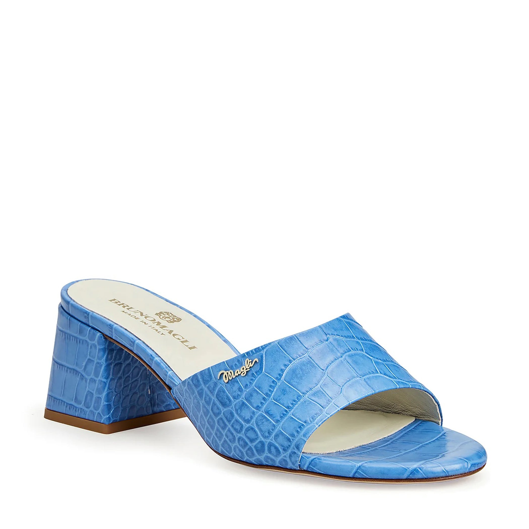 Swatch: Blue Croc-print Leather
