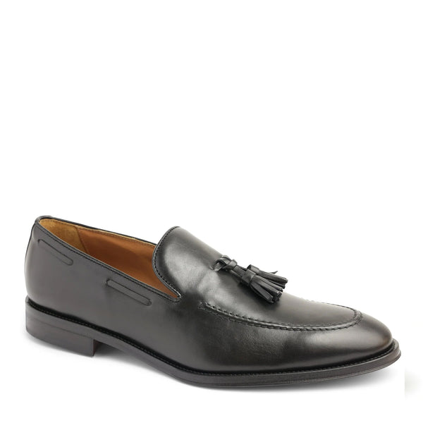 Alfredo Leather Tassel Slip On Loafer - Black