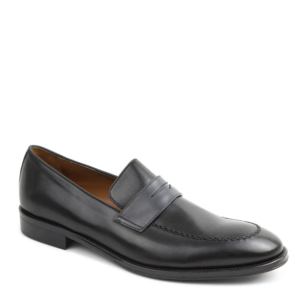 Arezzo Burnished Penny Loafer - Black/Dark Grey