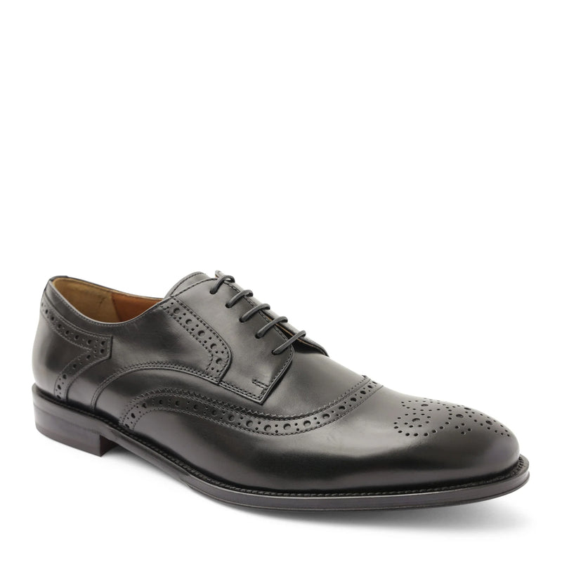 Atillio Wingtip Leather Blucher - Black