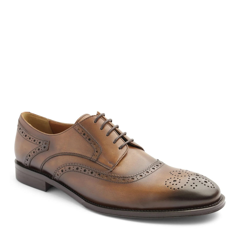 Atillio Wingtip Leather Blucher - Cognac