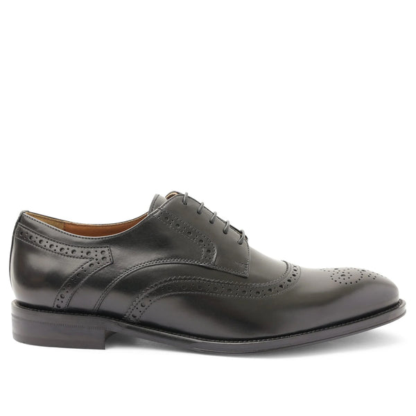 Atillio Wingtip Leather Blucher - Black