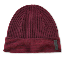 Men's Cashmere Striped Cuff Hat - Burgundy
