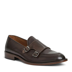 Biagio Double Monk Slip On Loafer Brown Leather