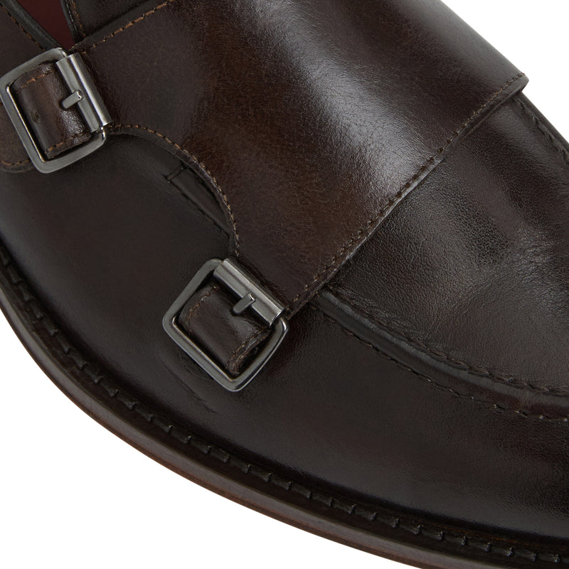 Biagio Double Monk Slip On Loafer Brown Leather