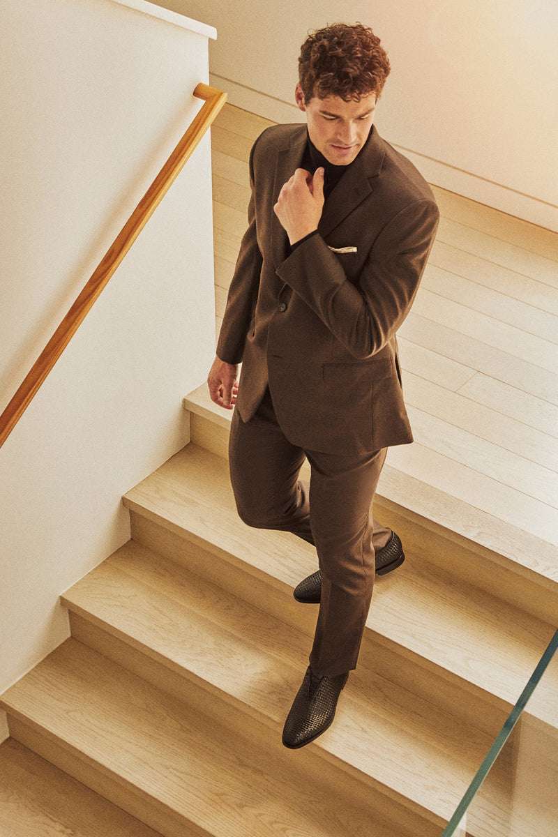 COLLEZIONE VELENO LEATHER OXFORD-BROWN WOVEN