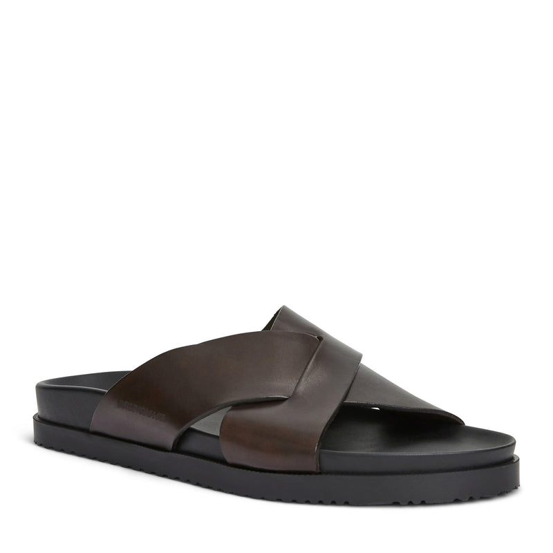 Bologna Double Strap Sandal Dark Brown leather