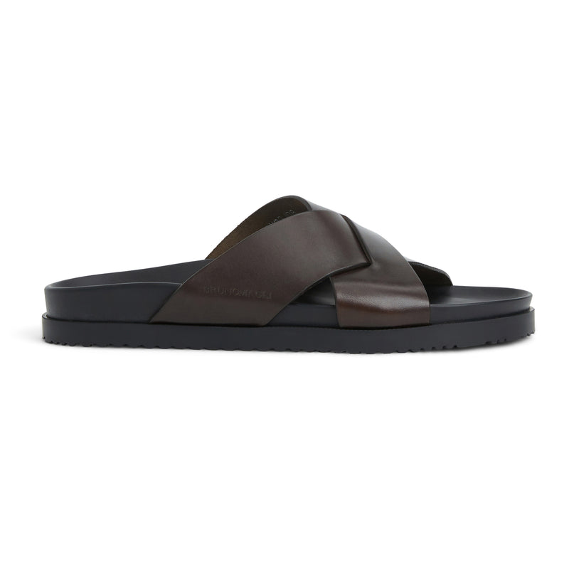 Bologna Double Strap Sandal Dark Brown leather