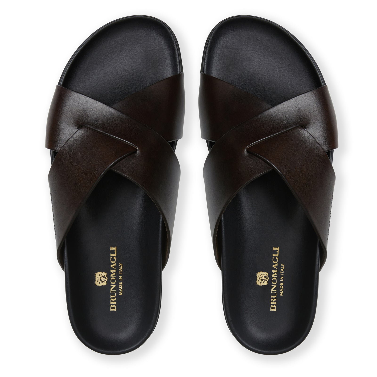 Bruno Magli Men\'s Brown Leather Sandals Size 10.5 Bologna Double Strap Sandal Dark Brown leather – Bruno Magli main image 3