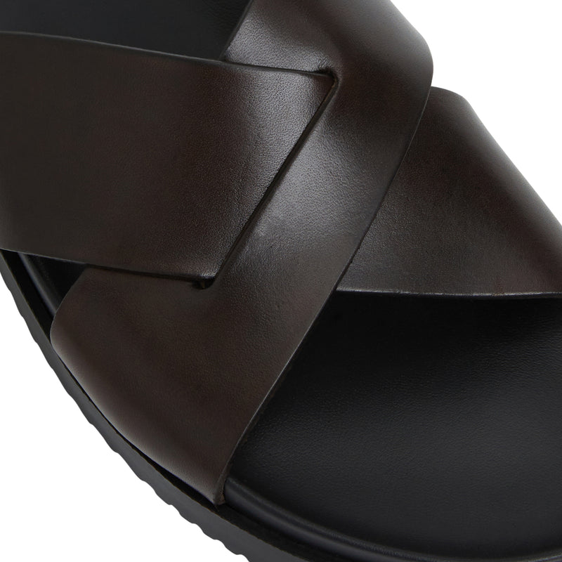 Bologna Double Strap Sandal Dark Brown leather