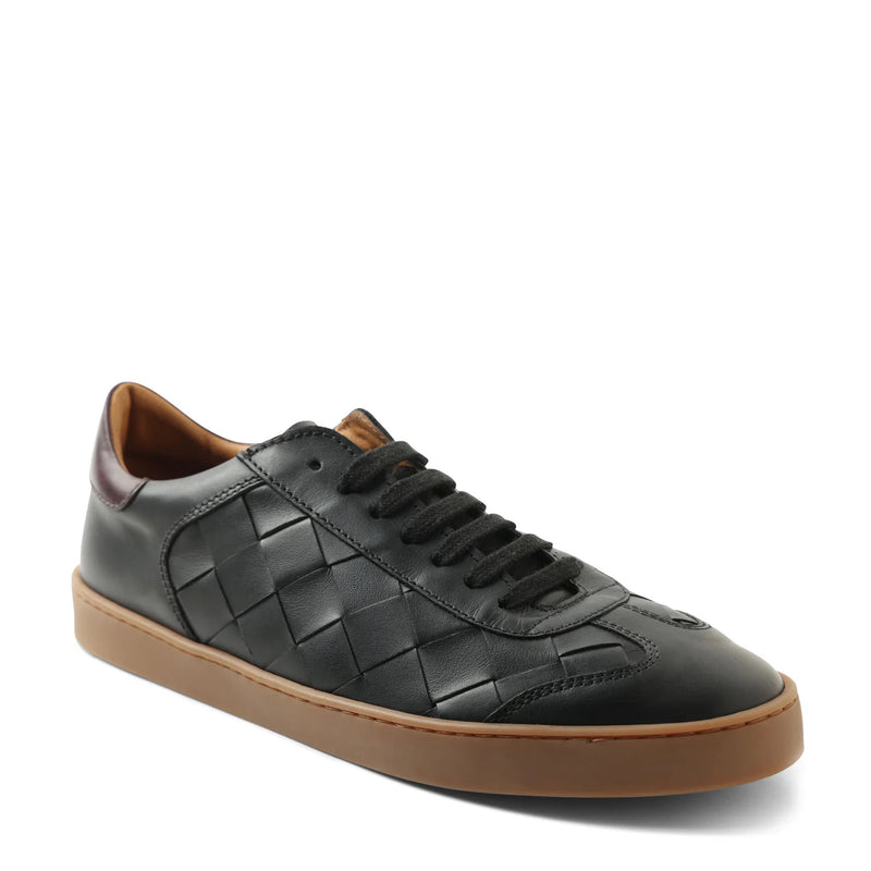 Bono Woven Leather Lace-Up Sneaker - Black