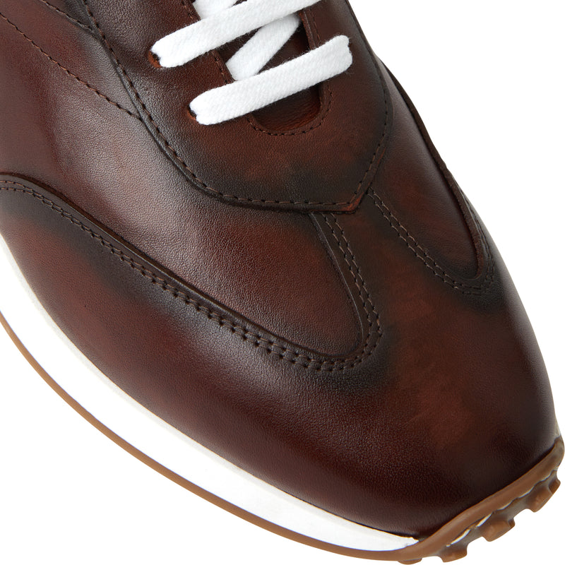 Duccio Mid leather Jogger Sneaker-Rust