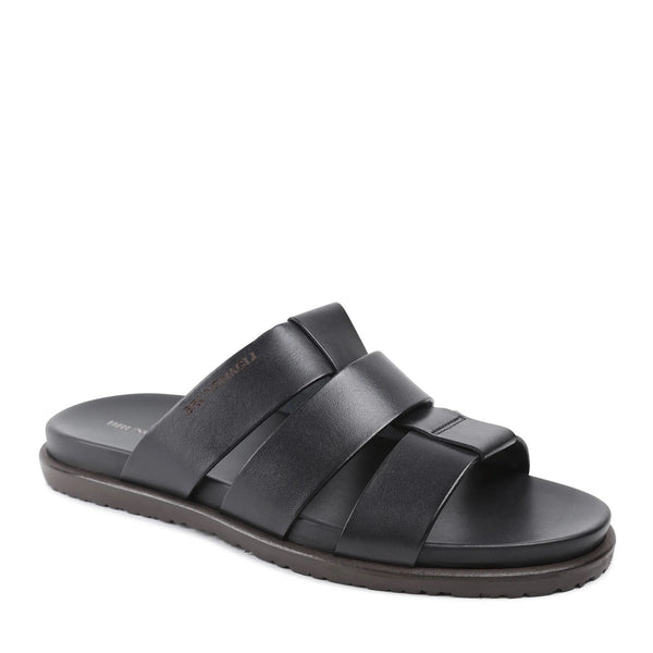 Empoli Leather Slide Sandal - Black