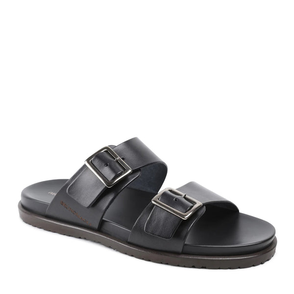 Erasmo Double-Buckle Sandal - Black