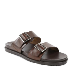 Erasmo Double-Buckle Sandal - Dark Brown