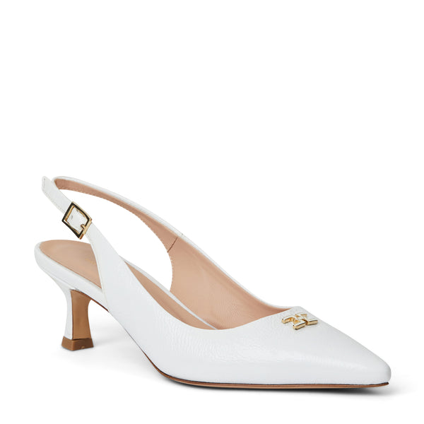 FIONA Slingback pump  WHITE CRINKLED PATENT