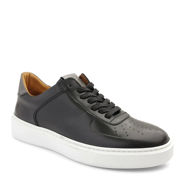 Falcone Leather Sport Lace-Up Sneaker - Black