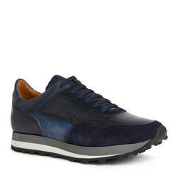 Collezione GALLO  Leather Jogger Sneaker  NAVY