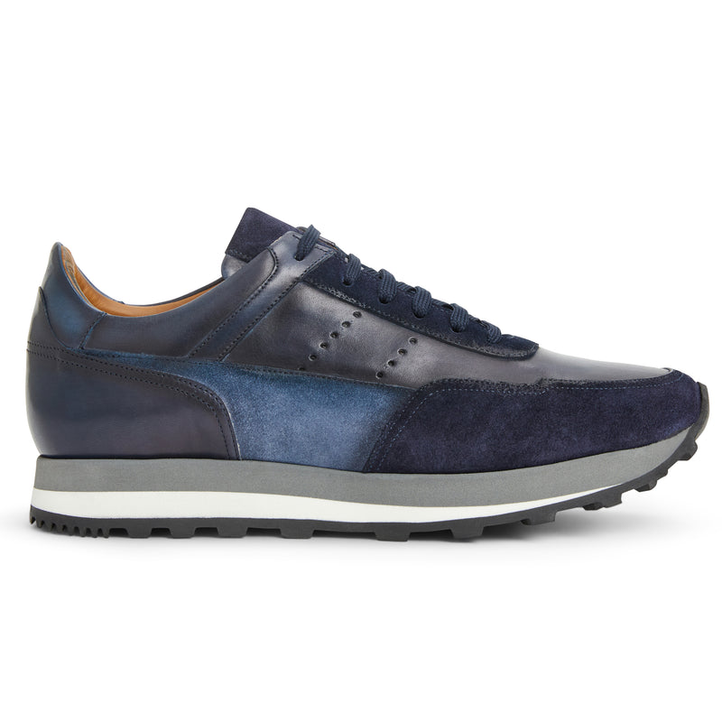 Collezione GALLO  Leather Jogger Sneaker  NAVY