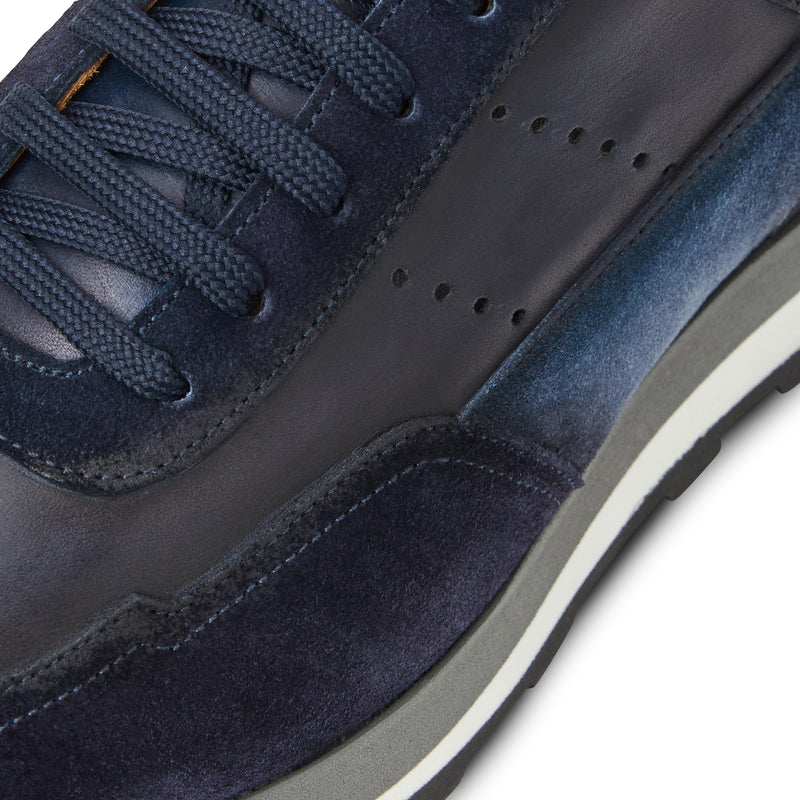 Collezione GALLO  Leather Jogger Sneaker  NAVY