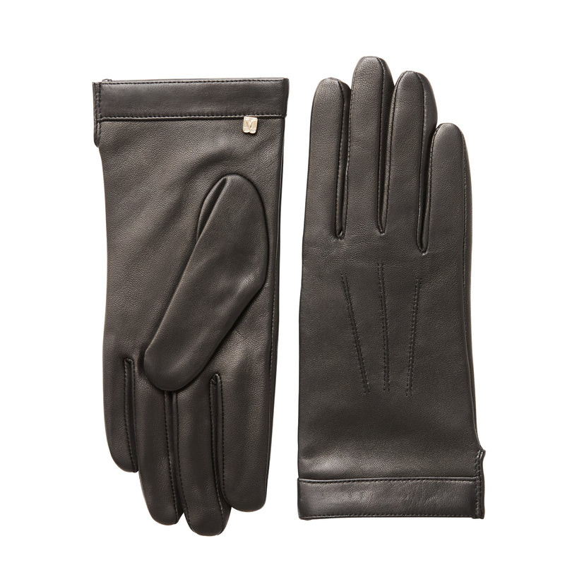 M by Bruno Women's logo cuff cashmere lined gloves black