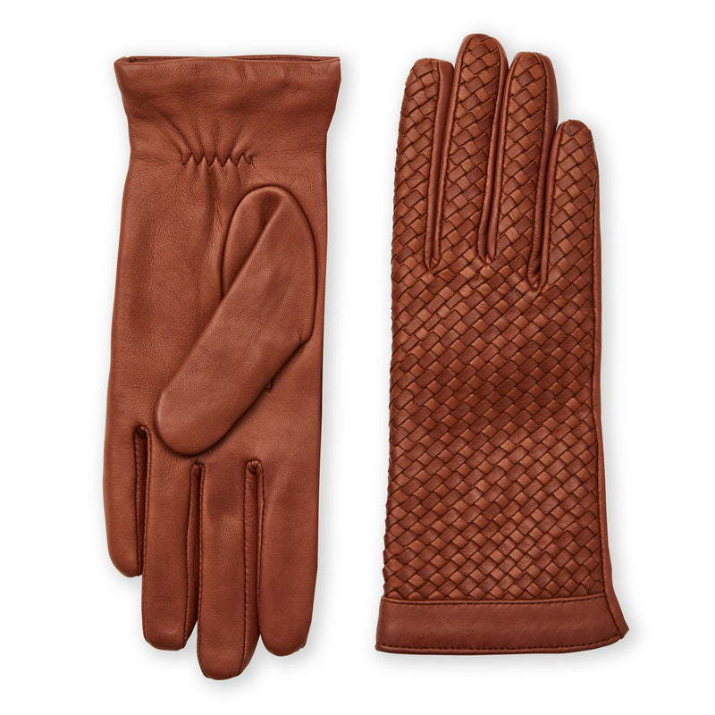 Women's BASKET WEAVE LEATHER GLOVE-VICUNA