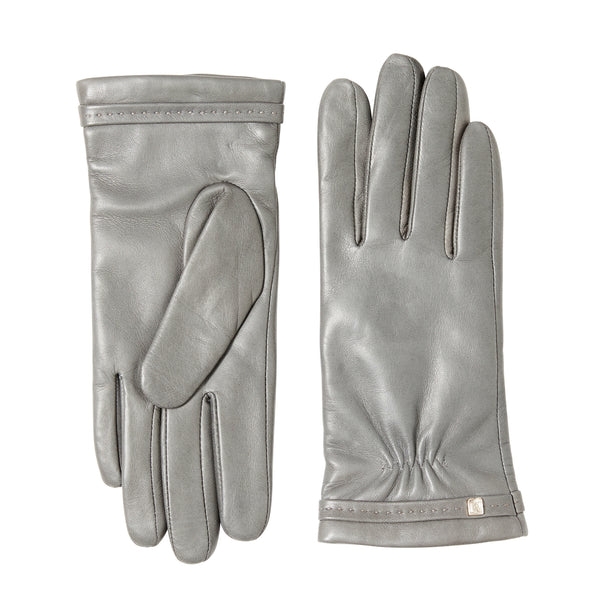 M by Bruno Women's logo cuff cashmere lined gloves grey