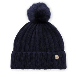 Women's LADDERSTITCH HAT W/ SHEARLING POM Navy