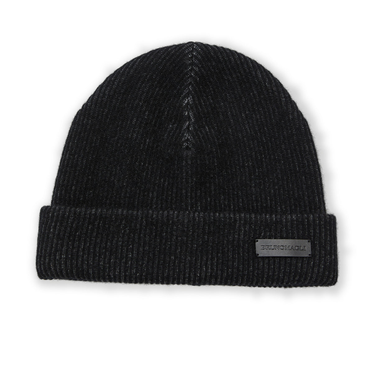 Men's Cashmere 2-Tone Ribbed Hat Black