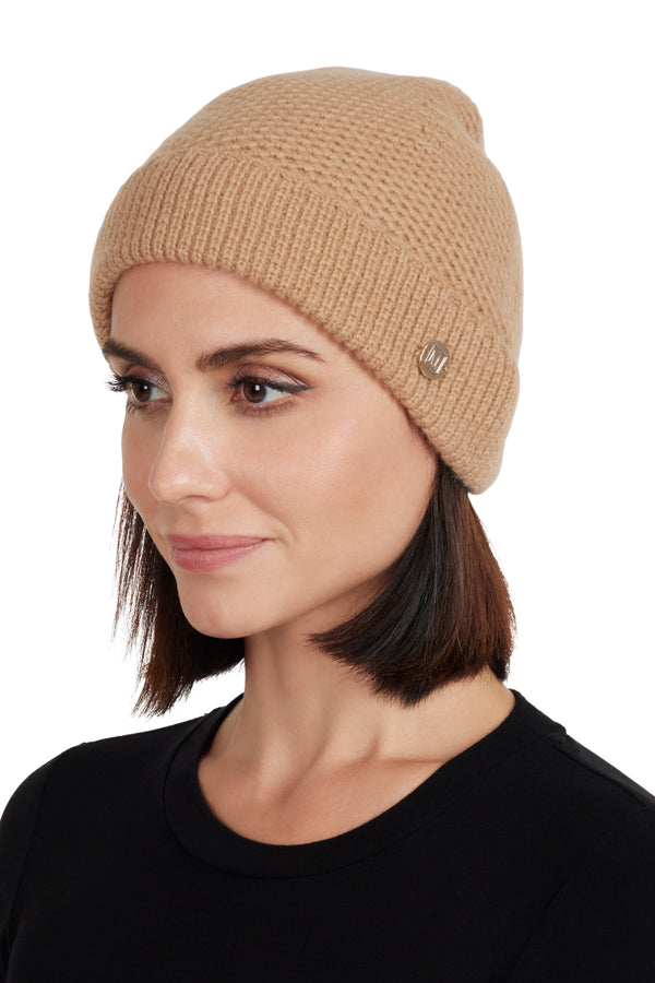M by Bruno Women's Honeycomb knit hat camel