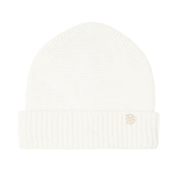 Women's CASHMERE LINKS STITCH KNIT HAT W/ RIB CUFF Ivory