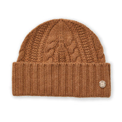 Women's CABLE CUFFED HAT Camel