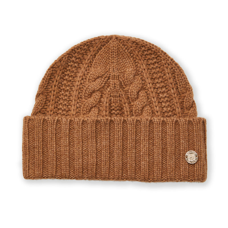 Women's CABLE CUFFED HAT Camel