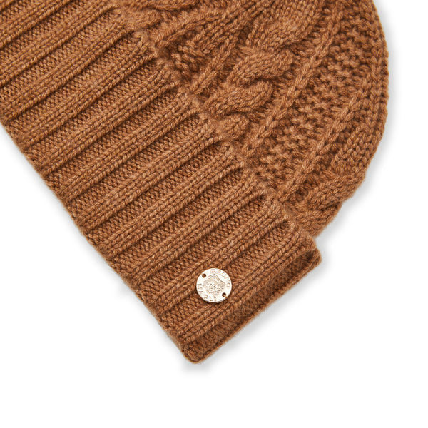 Women's CABLE CUFFED HAT Camel