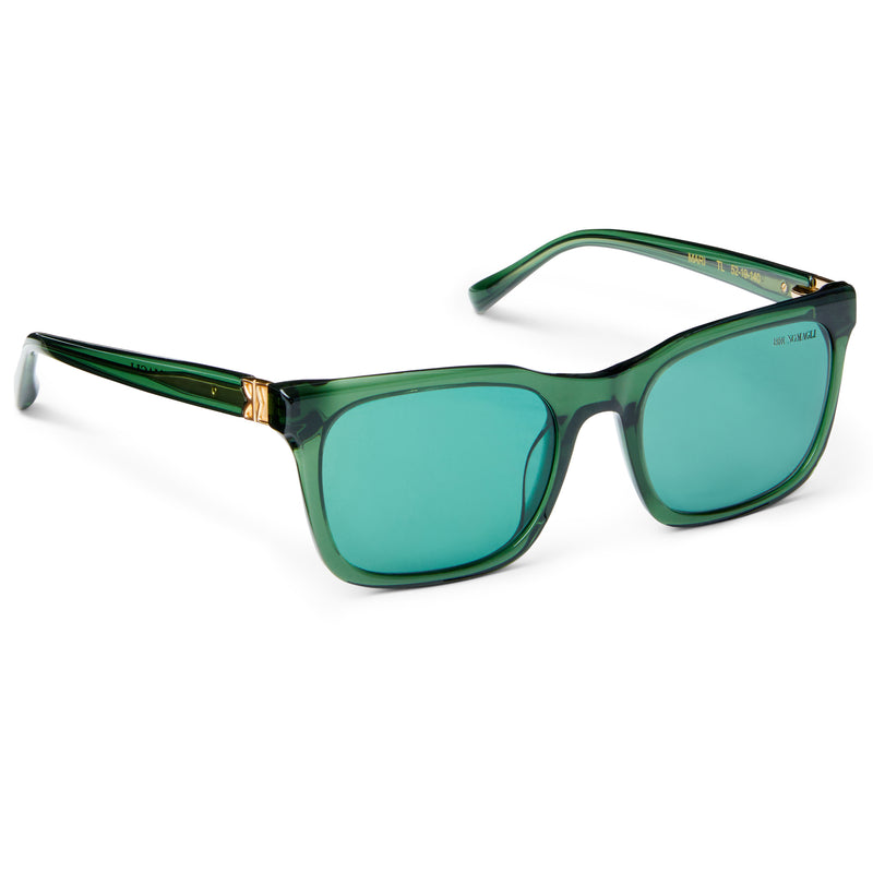 Bruno Magli Maris Rectangle Sunglass in Green Acetate Green