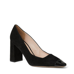 Melania Square Toe Suede Pump- Black Suede