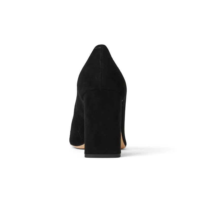 Melania Square Toe Suede Pump- Black Suede