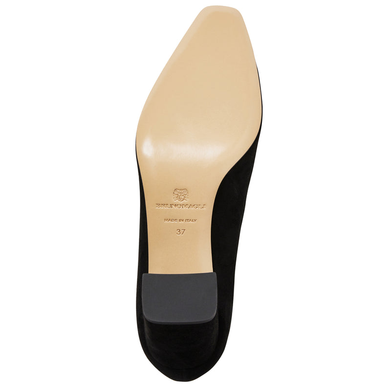 Melania Square Toe Suede Pump- Black Suede