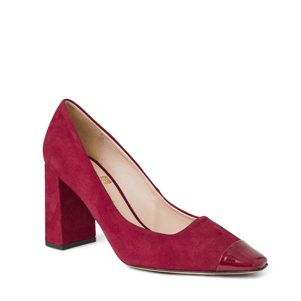 Melania Square Toe Suede Pump- Ruby Suede