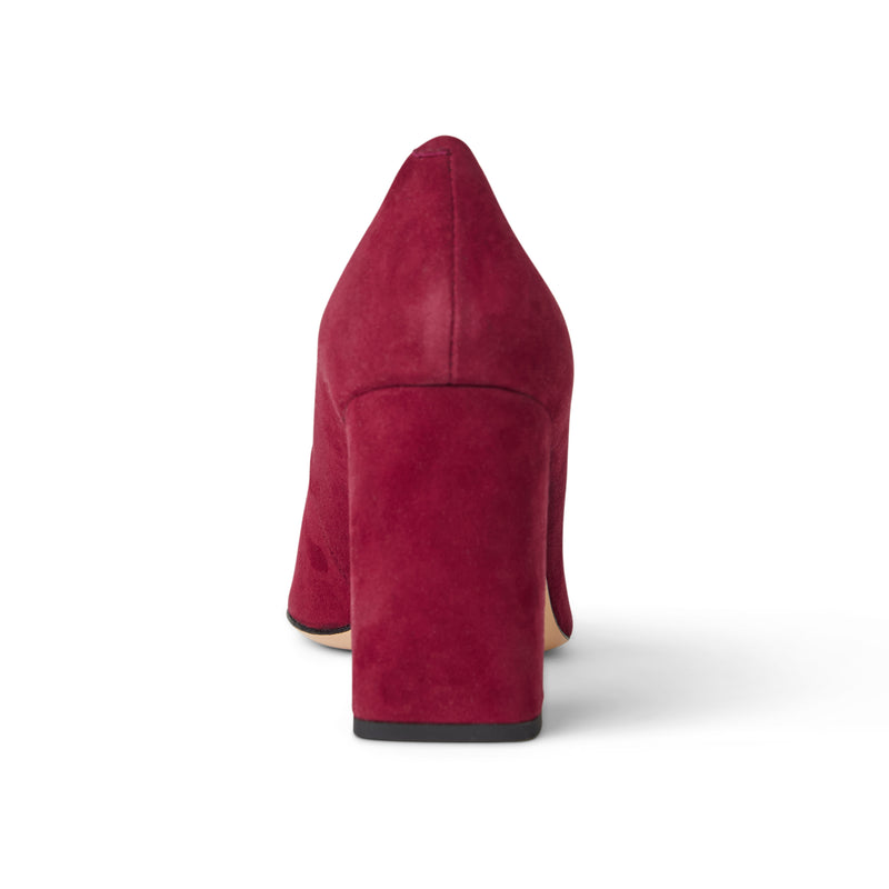 Melania Square Toe Suede Pump- Ruby Suede